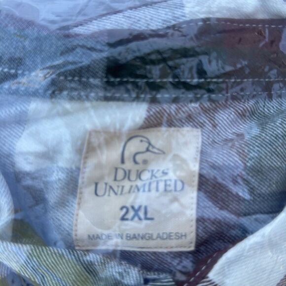 Duck Unlimited Plaid Flannel‎ Brown/Green/Grey/White Size 2XL Nwt - Picture 4 of 4